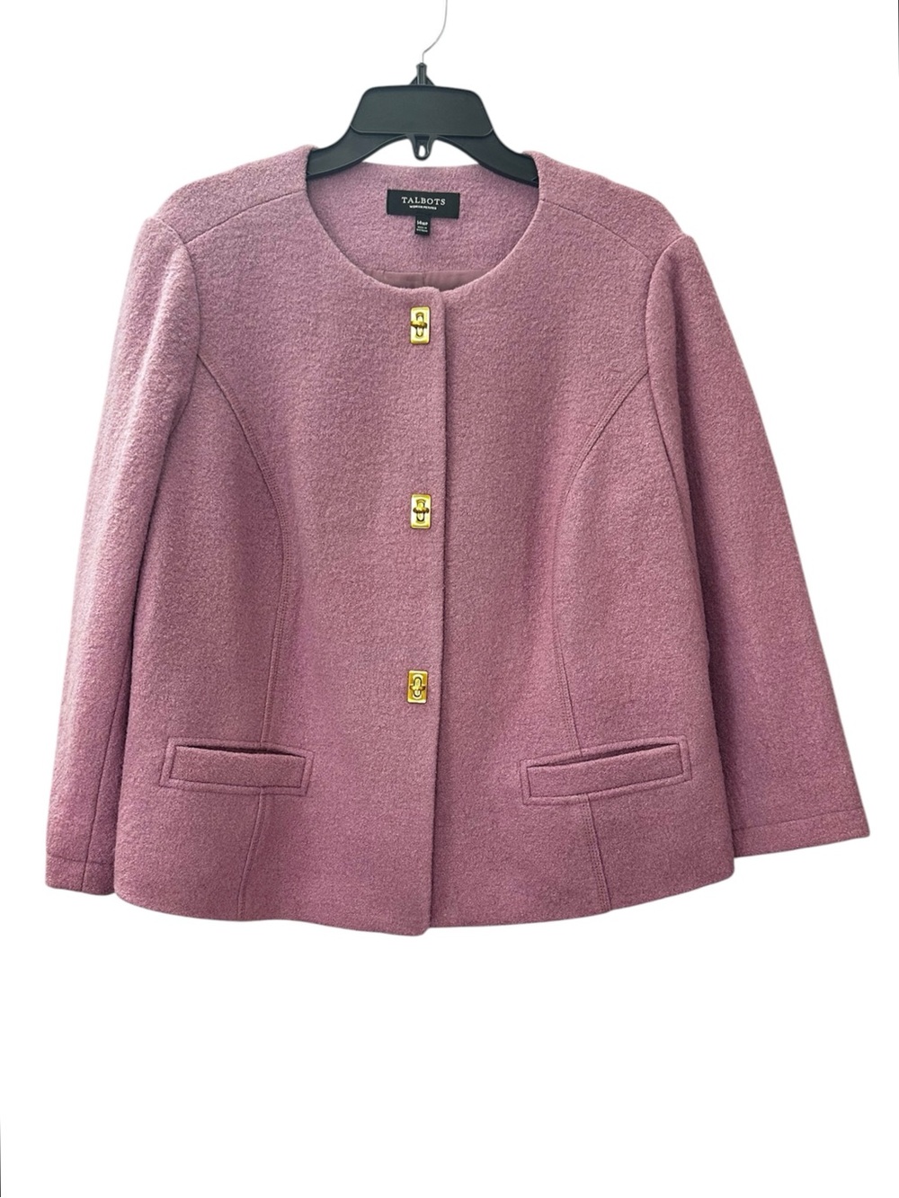 Talbots Jacket Wool Blend Rose Pink-Lilac Swing Coat Women’s Size 14WP